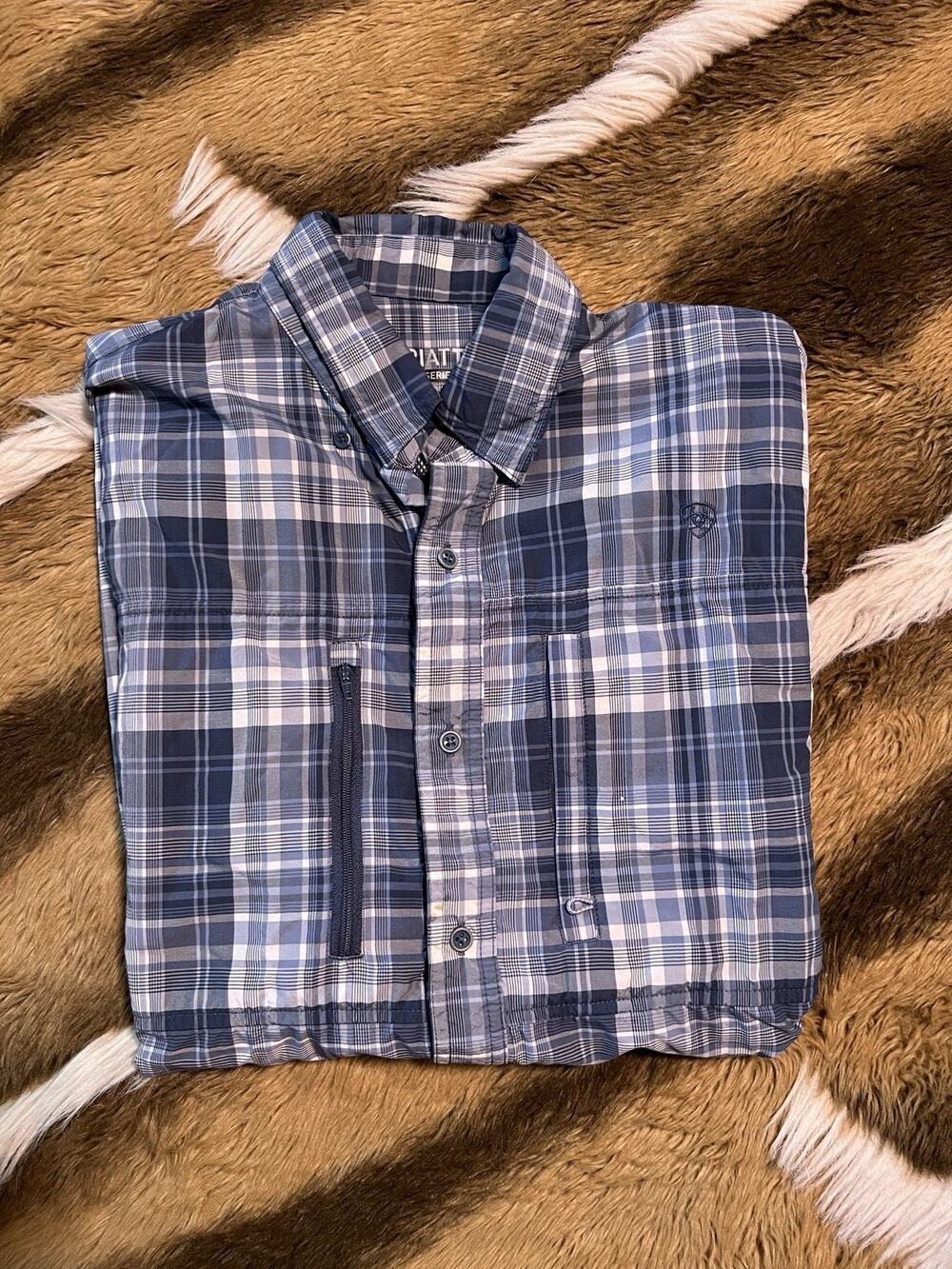 AriatTEK Heat Series Mens Plaid Fishing Western Shirt Short Sleeve Performance